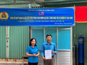 LĐLĐ thị xã Bình Long gắn bảng công trình chào mừng Đại hội công đoàn thị xã